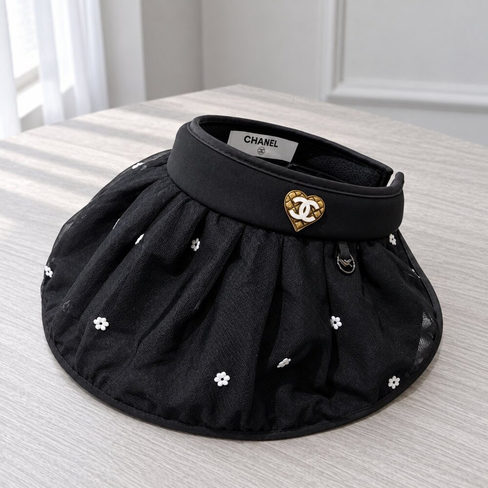 CHANEL Tulle Heart Logo Sun Hat - Picture 4 of 6